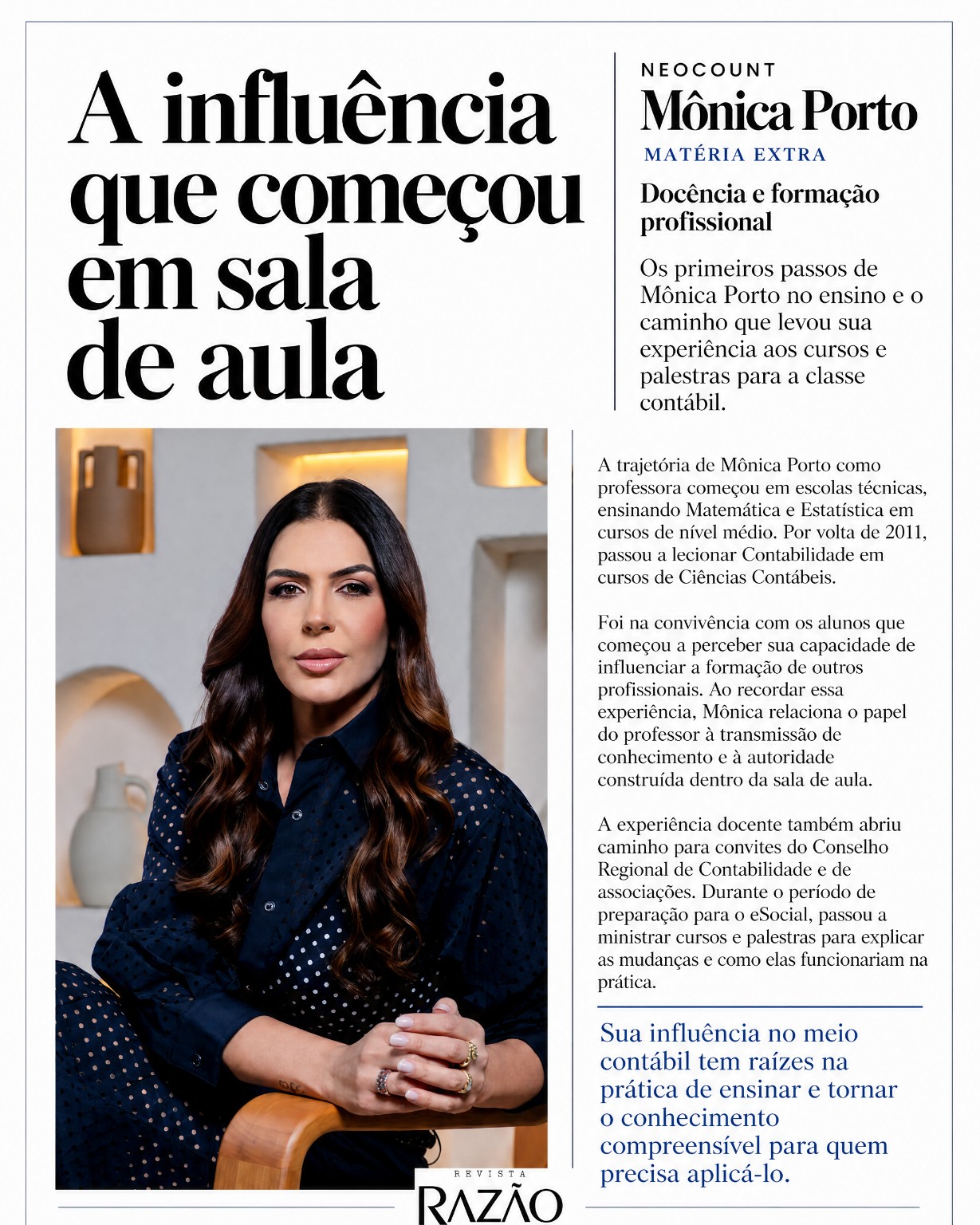 Página da matéria extra de Mônica Porto na Revista Razão